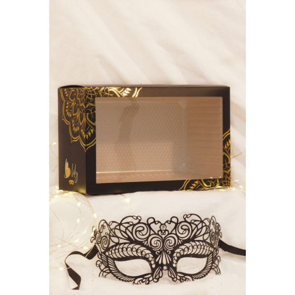 Masque vénitien Giulia rigide noir avec strass  